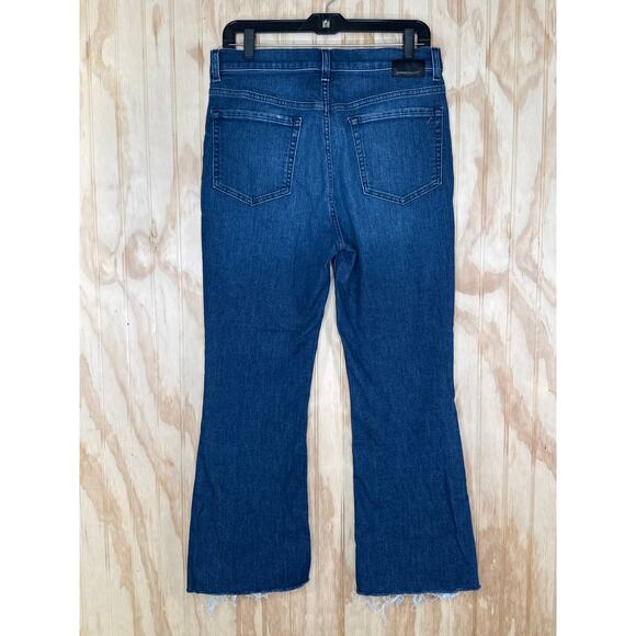 Current/Elliott Wide Leg Crop Jeans Raw Frayed Hem High Rise Size 30 - Picture 5 of 8